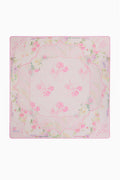 Square mahjong mat in sorbet pink with ornate floral border