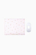 Ditsy floral mouse pad with pink edge border and small heart accents
