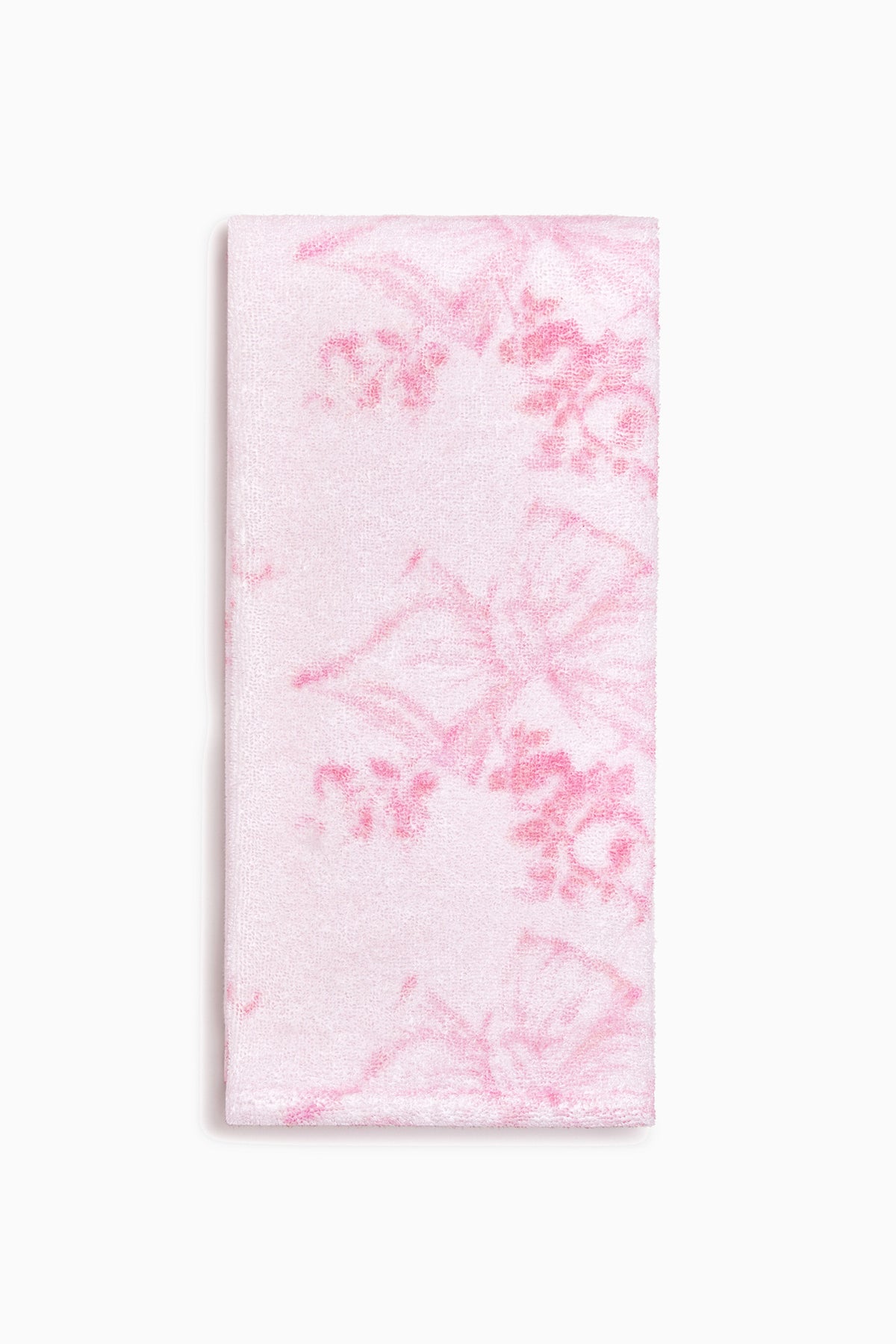 Cotton hand towel, white with pink floral pattern, rectangular folded