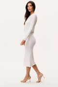 Off-white cotton pointelle cardigan, slim waist cut, button front, long sleeves