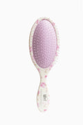 Ribbon Rosa hair detangling brush, oval pin pad with pink floral pattern