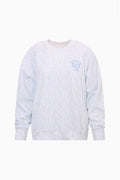Light blue tennis print pullover with crew neck and long sleeves