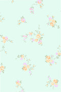 Light aqua floral print fabric swatch for celadon ruffle mini skirt