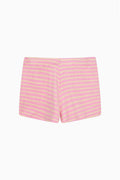 Striped mini shorts with elastic waistband, pink and yellow