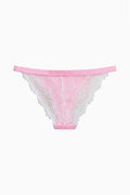 Pink lace panty with scalloped lace trim and elastic waistband