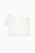 White embroidered lace table runner, flat folded view
