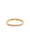 Gold tone heart stretch bracelet with pink and purple mini hearts