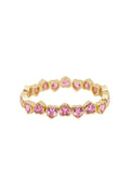 Gold-tone stretch bracelet with pink heart-shaped stones