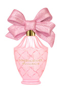LoveShackFancy Sweetheart pink eau de parfum bottle with glitter bow, pink glass, gold neck