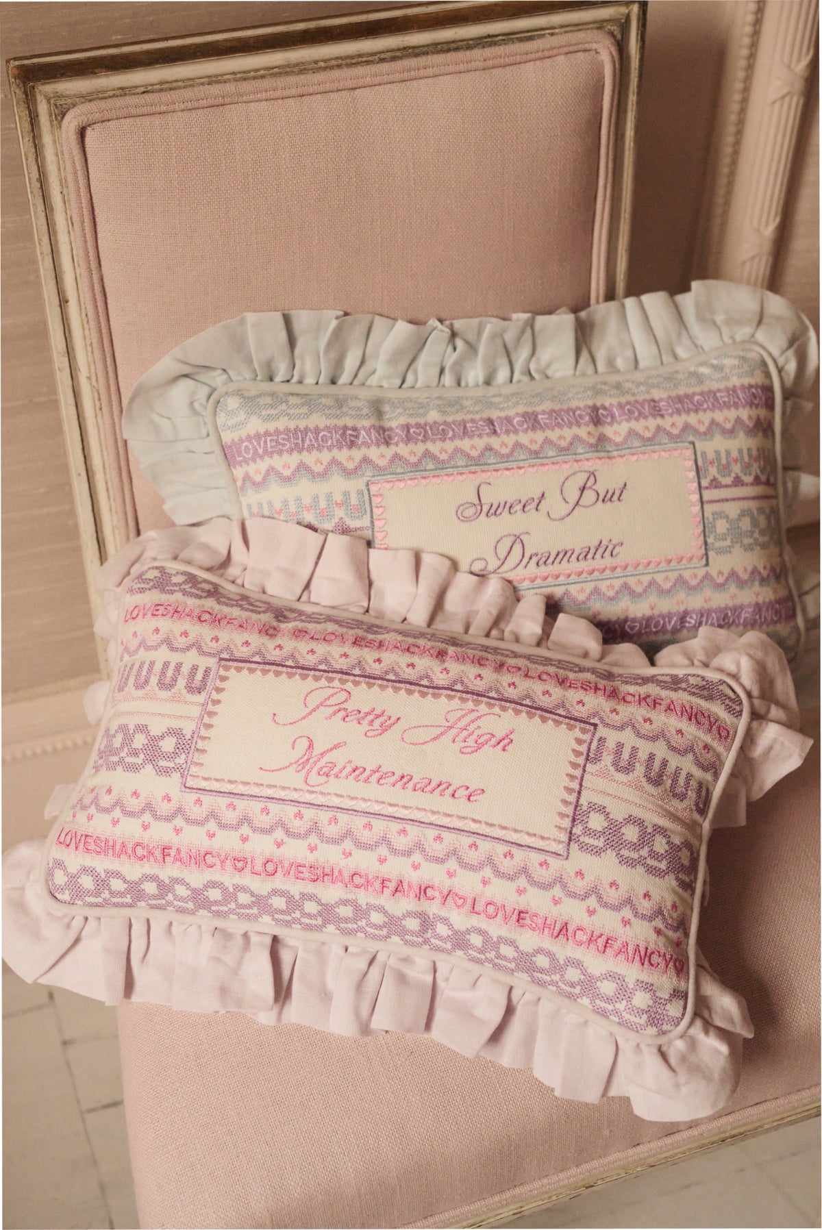 Pretty High Maintenance Needlepoint Decorative Pillow