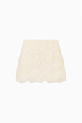 Off-white lace mini skirt with scalloped hem