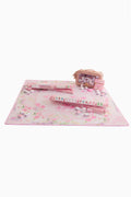 Mahjong mat with pastel floral design and small tile case on top