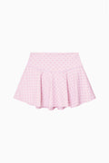 Pink micro-dot flared mini skirt