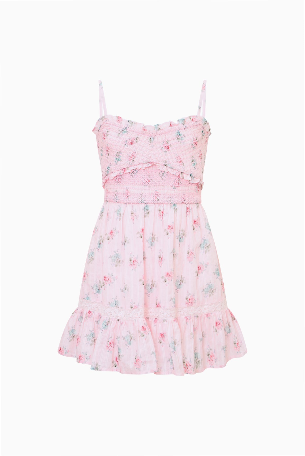 Tween pink floral tiered sundress with spaghetti straps