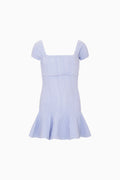 Tween pointelle stretch dress in light lavender with square neck and puff sleeves