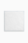Light blue bordered wash cloth, square white terry cloth