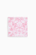 Cotton wash cloth, pink with ornate floral swirl pattern