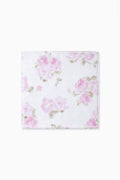 Pink printed wash cloth with a soft floral pattern