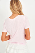 Calix cotton tee in light pink, short sleeves and crew neck from back