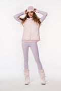 Light mauve leggings with a slim fit and smooth finish, full-length coverage