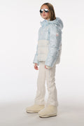 Girls' cream ski pants with side panels and zipped leg openings