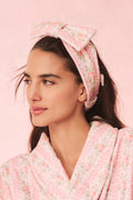 Pastel floral bow headband with fabric knot, elastic band