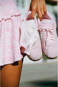 Doyenne cotton bow ankle socks, white with pink bow cuff detail