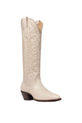 Bone Richmond cowboy boot by City Boots with embossed design, pull-on shaft, low heel