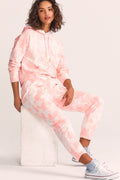 Blex jogger sweatpants, light pink tie-dye, elastic cuffs and front drawstring