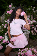 White cotton baby tee with unicorn graphic and short sleeves