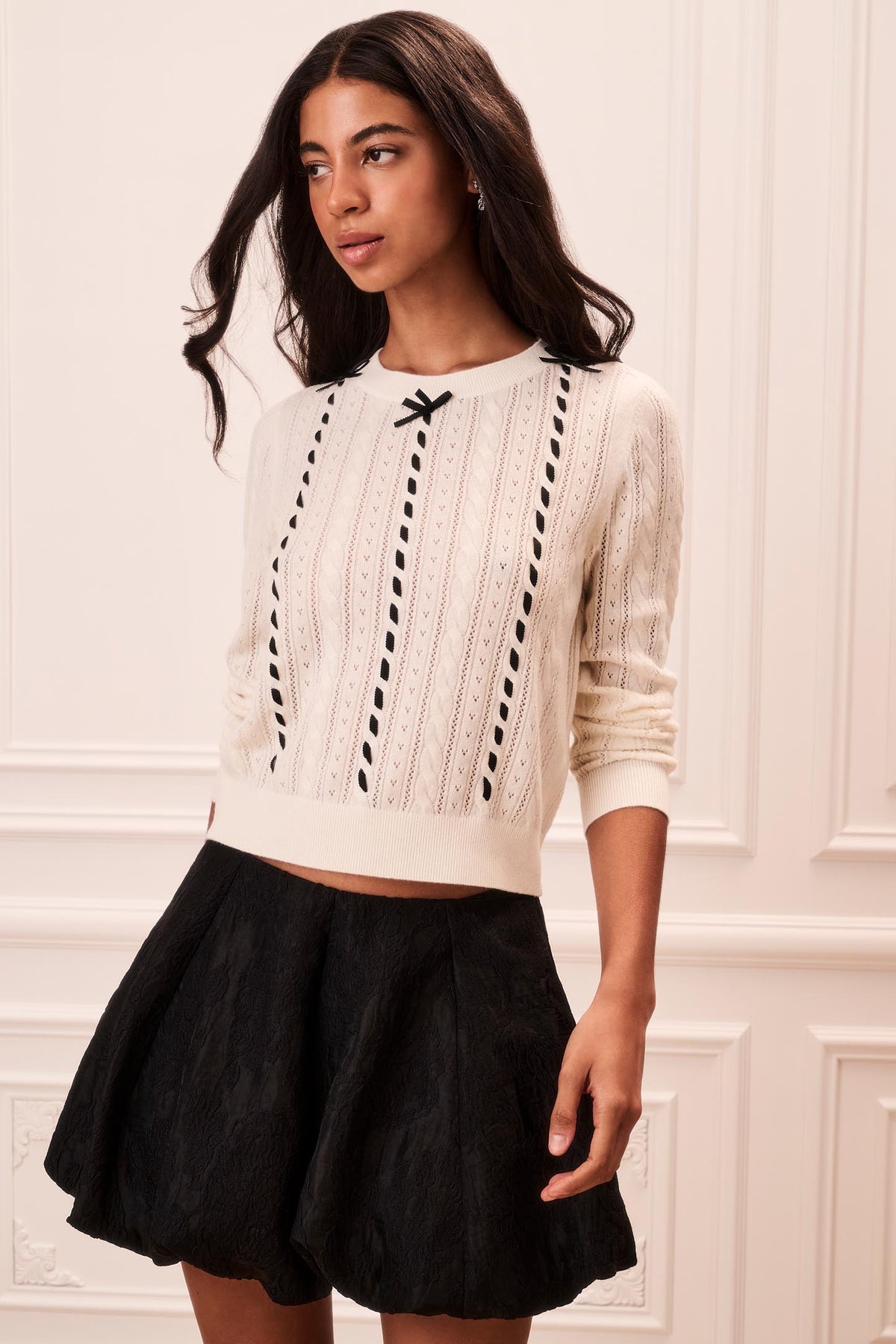 Florara Wool-Cashmere Ribbon Sweater