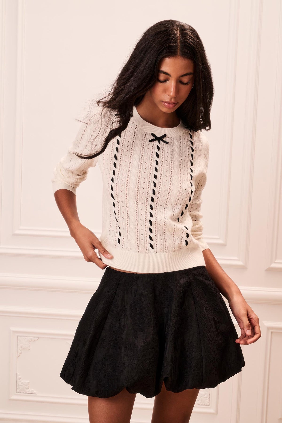 Florara Wool-Cashmere Ribbon Sweater