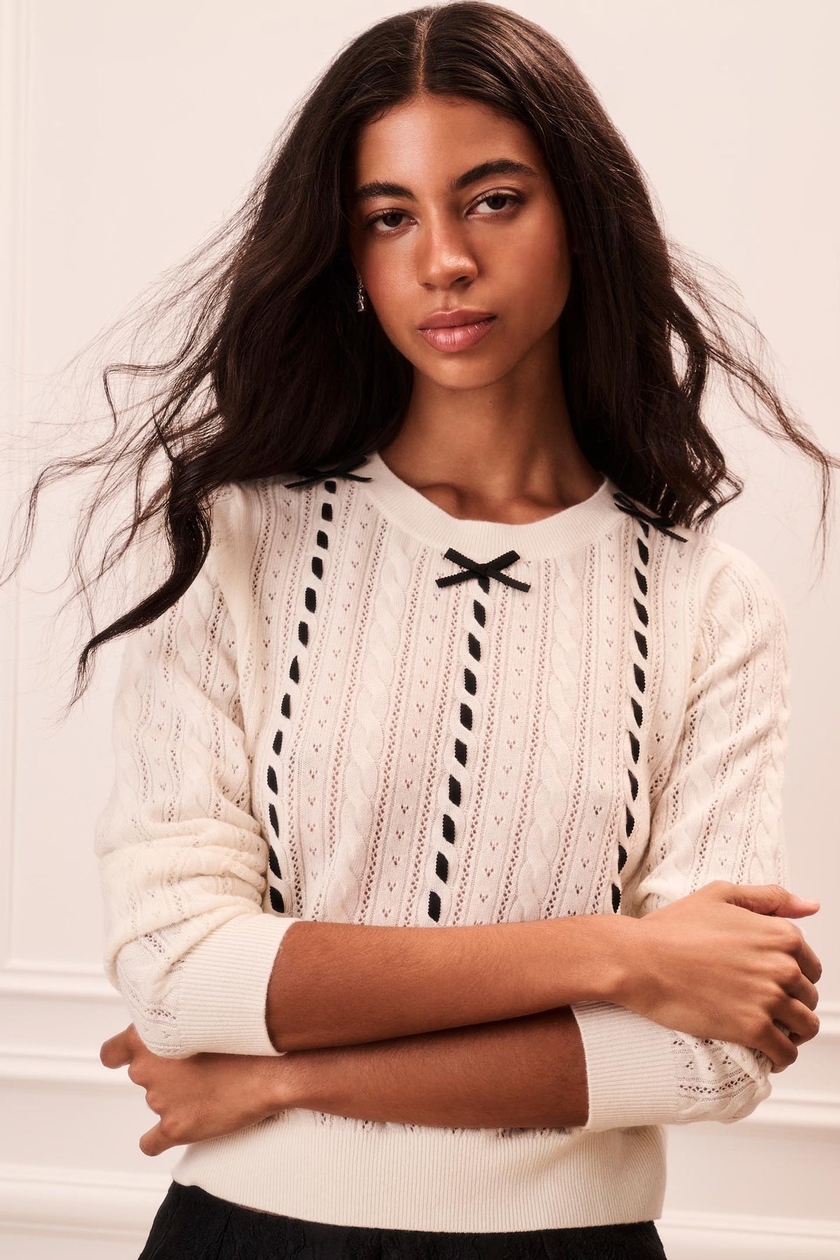 Florara Wool-Cashmere Ribbon Sweater