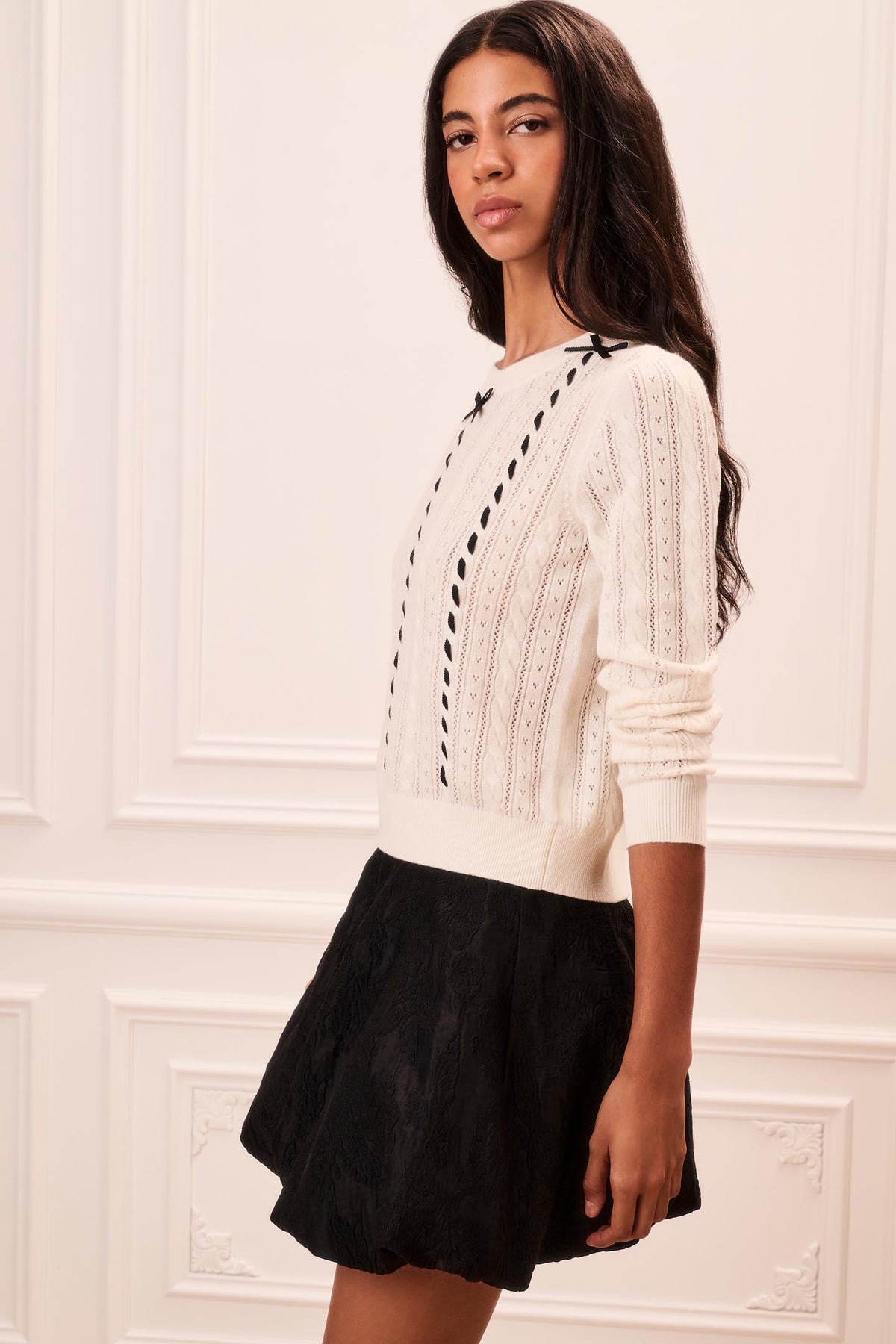 Florara Wool-Cashmere Ribbon Sweater