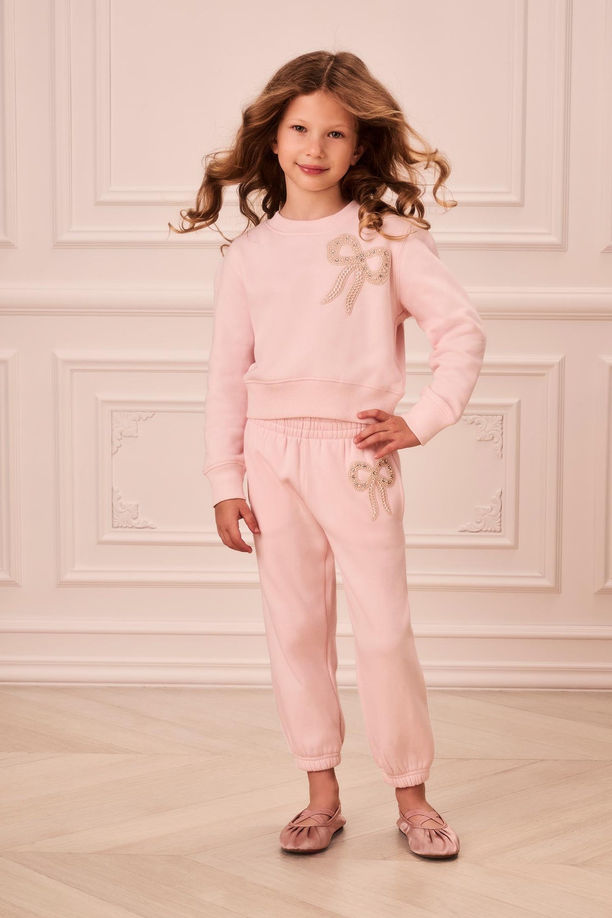 Little Girls Embellished Bow Lumi Pullover