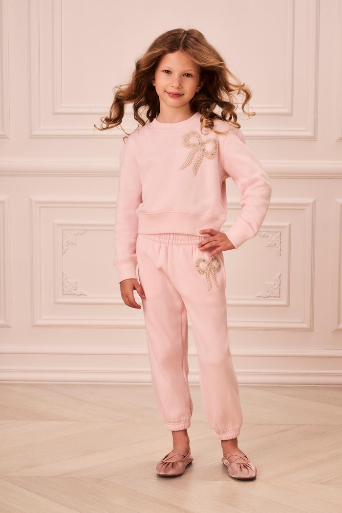 Little Girls Embellished Bow Lumi Pullover