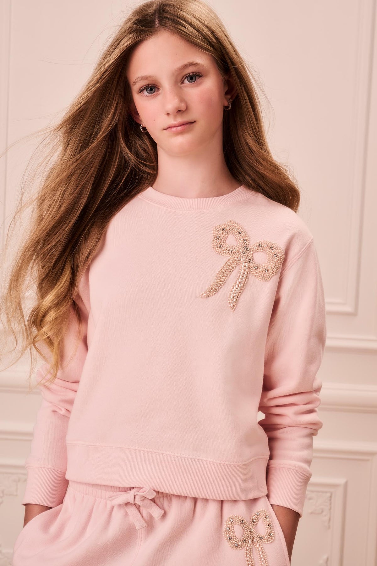 Tween Embellished Bow Lumi Pullover
