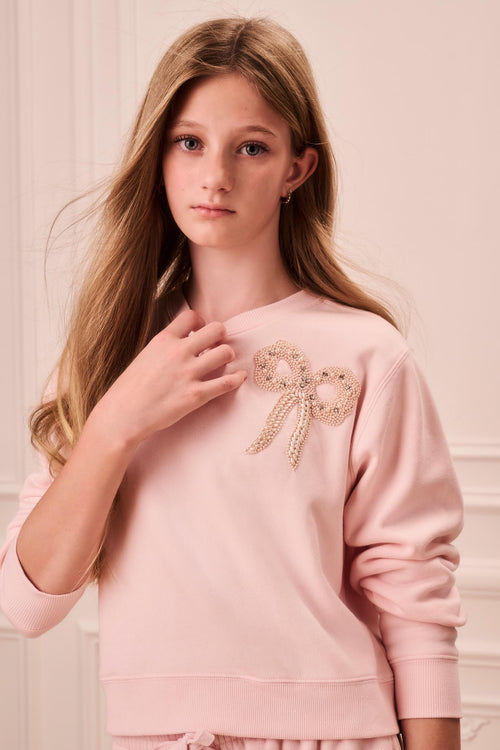 Tween Embellished Bow Lumi Pullover