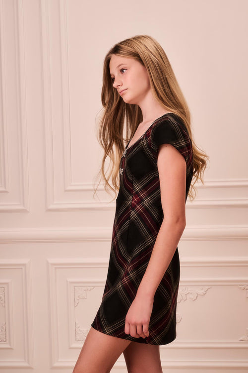 Tween Embellished Tartan Valentia Dress