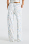 Ilyra sweatpants, light blue speckle print with elastic waistband and relaxed wide fit
