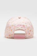 White floral baseball cap with pink underbill