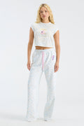 Fanatics x LoveShackFancy light floral ringer tee with cap sleeves and front graphic