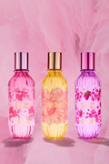 Berry Kiss perfume mist bottle, pink with purple spray cap