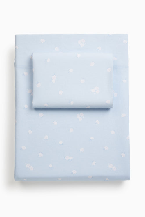 Light blue printed sheet set with matching pillowcases