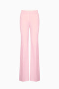 Babe pink wool-blend wide-leg trousers, front view with belt loops