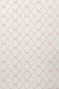 Bow-pattern standard wallpaper in faded primrose on a light background