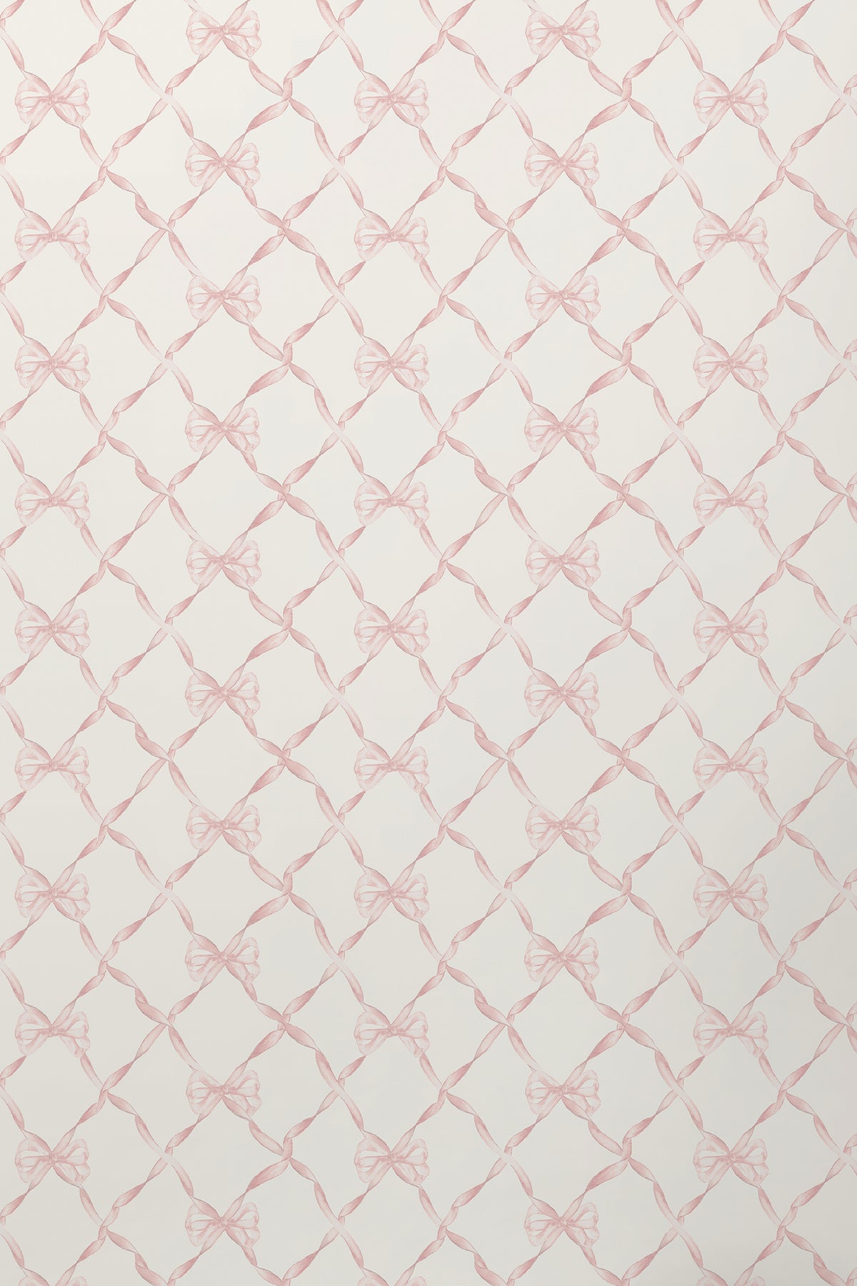 Bow-pattern standard wallpaper in faded primrose on a light background