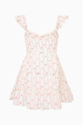 Tween cherry-print striped Avenora dress with ruffle sleeves and tiered skirt