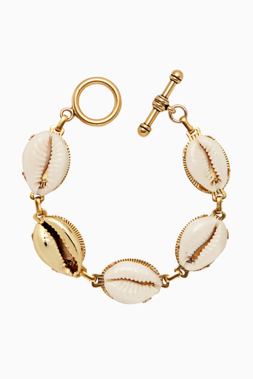 Brinker+Eliza All Summer Long bracelet featuring gold shell and coin pearl links