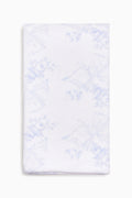 Cotton bath towel, light blue and white all-over pattern, flat folded